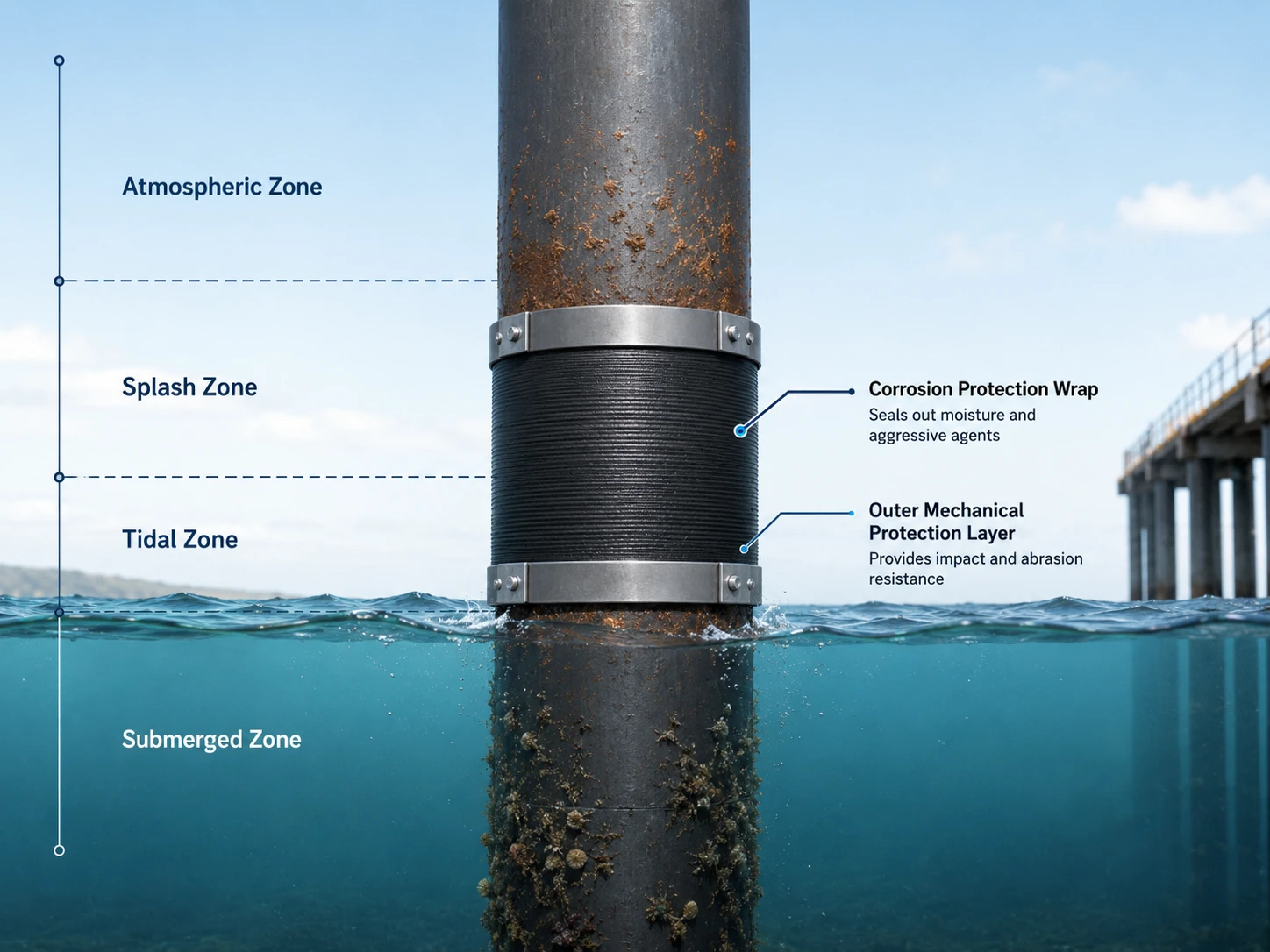 Marine Pile & Steel Structure Protection application